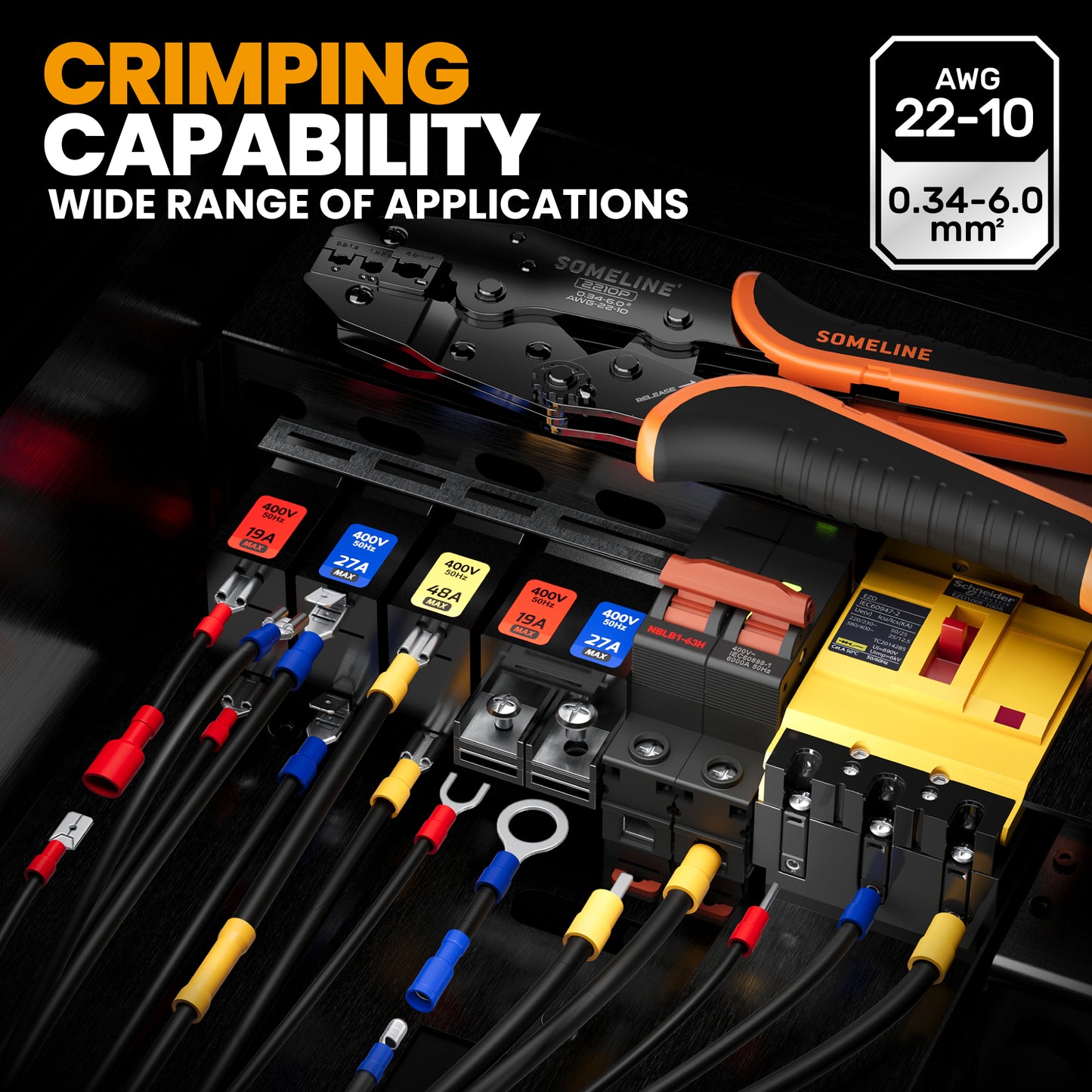 SOMELINE® Insulated Wire Terminal Crimping Tools Kit, Crimping Tool Set with 36 Sizes Wire Crimps Terminal, Crimping Cable lugs Set, Butt Plugs Terminal for 0.34-6mm²(AWG 22-10) Electrical Wire