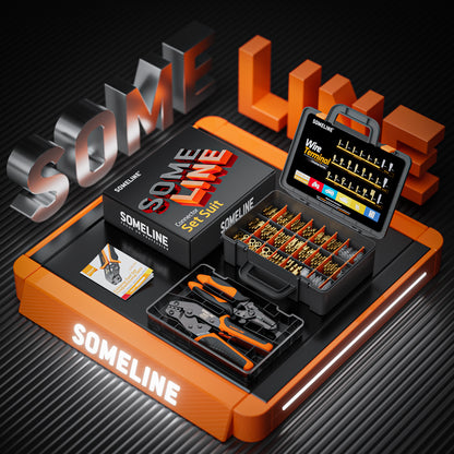 SOMELINE® Wire Terminal Crimping Tool Kit,2.8/3.9/4.8/6.3mm Male Female Disconnect Terminals,with 20 Sizes Wire Connector Set, Crimp Plier 0.25-2.5mm²(AWG 24-14) Non-Insulated Open Barrel Terminals Wire Splices Brass Spade