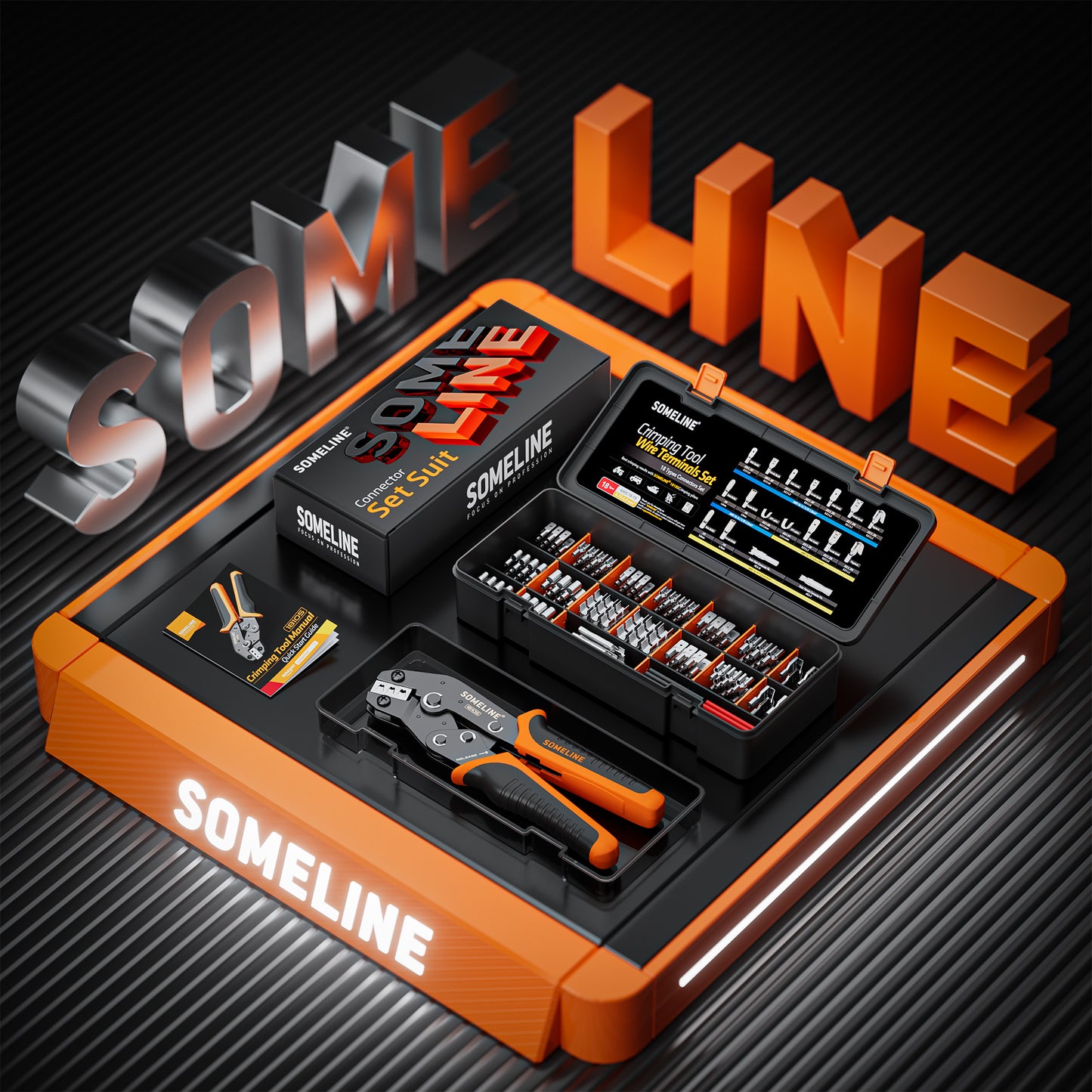 SOMELINE® Wire Terminal Crimping Tool Kit, Crimping Tool Set with 18 Sizes Wire Connector Set, Crimp Plier 0.75-6mm²(AWG 18-10) Non-Insulated Open Barrel Terminals Wire Splices Brass Spade Connecto